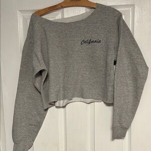 Brandy Melville Grey 'California' Cropped Sweatshirt